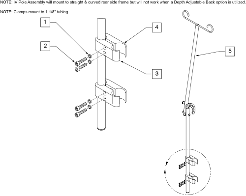 Adjustable Iv Pole Assm parts diagram