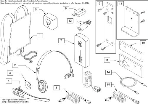 Vigo Headset Service Parts parts diagram