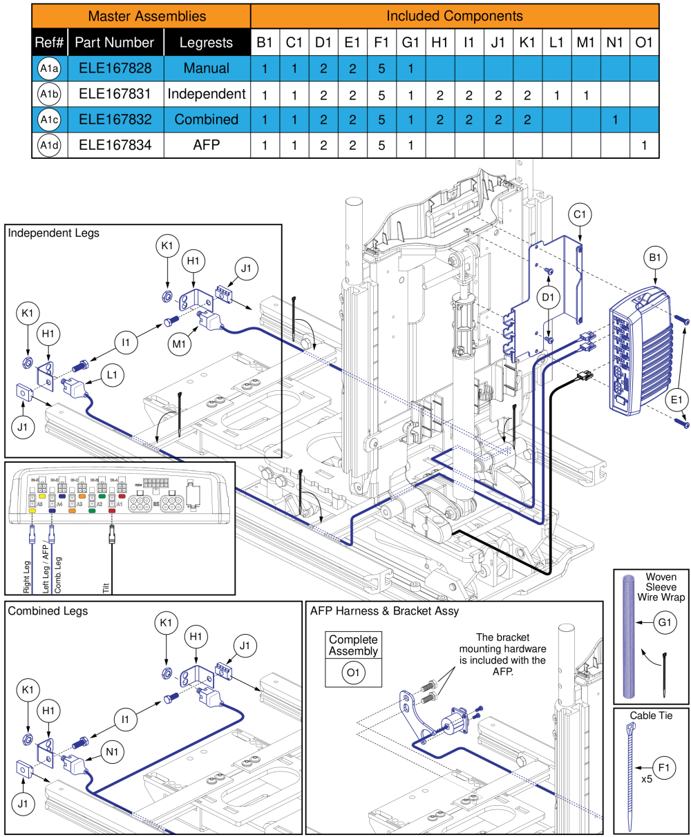 Ql3 Aam, Tb3 Tilt (edge Series, Stretto, 4front Series, R44 Rival, R-trak, Q4) parts diagram