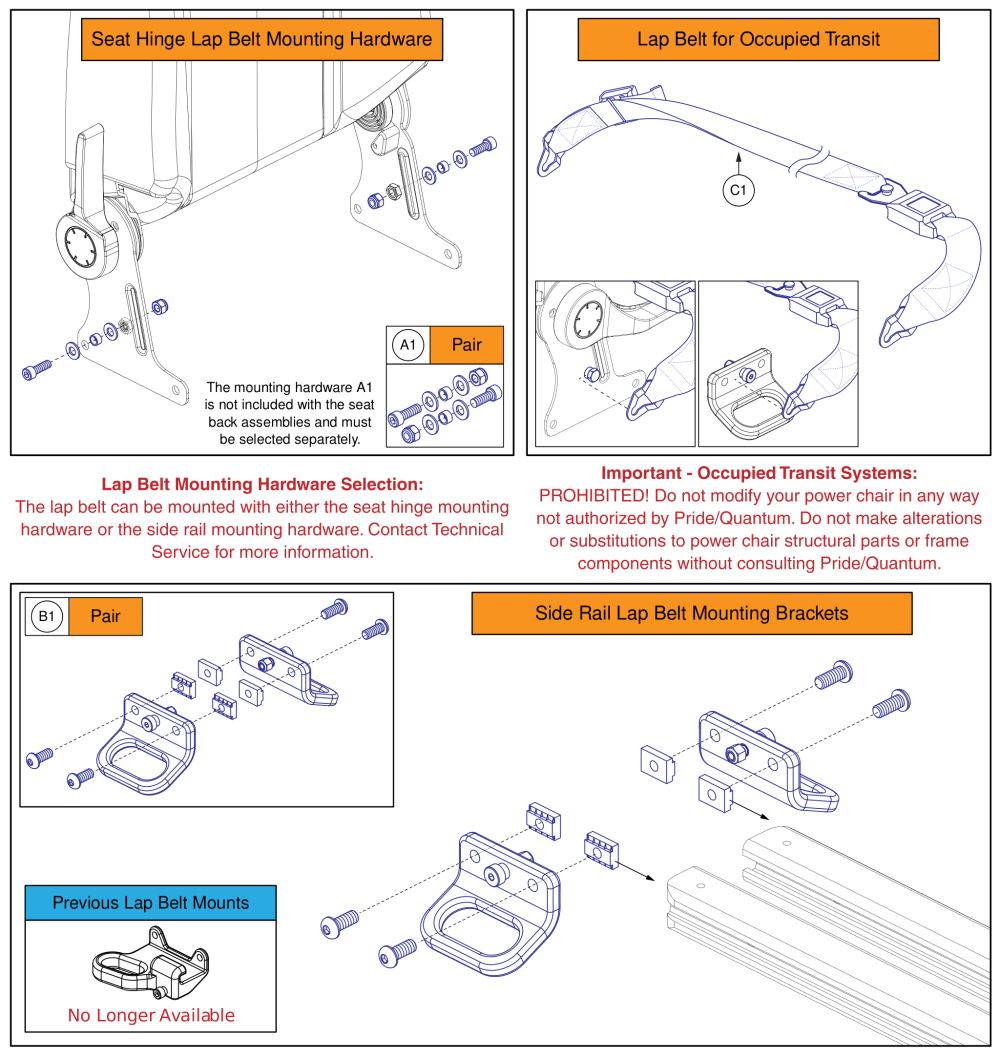 Occupied Transit Lap Belt And Mount, Q-captains Seat parts diagram