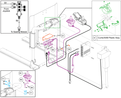Am1/ Am2 Attendant Control And Recline Plastics parts diagram