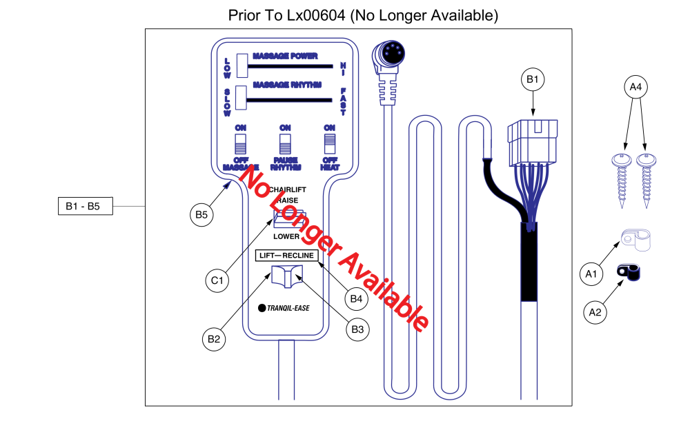 Dlx Heat/massage - Prior To Lxx00604 parts diagram