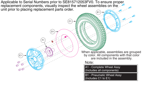 Wheel Assembly, Rear Pneumatic.  (prior To S/n Se815712053fv0), Pursuit Xl - S714 parts diagram