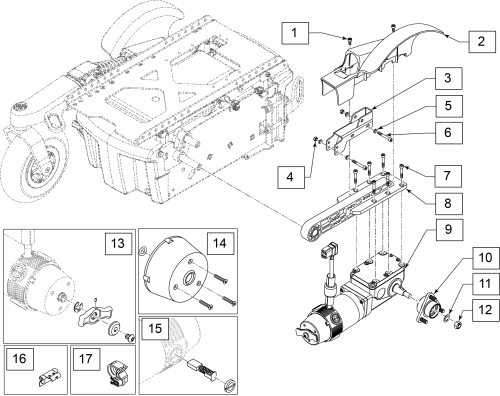 Q500h Motor And Motor Mount parts diagram