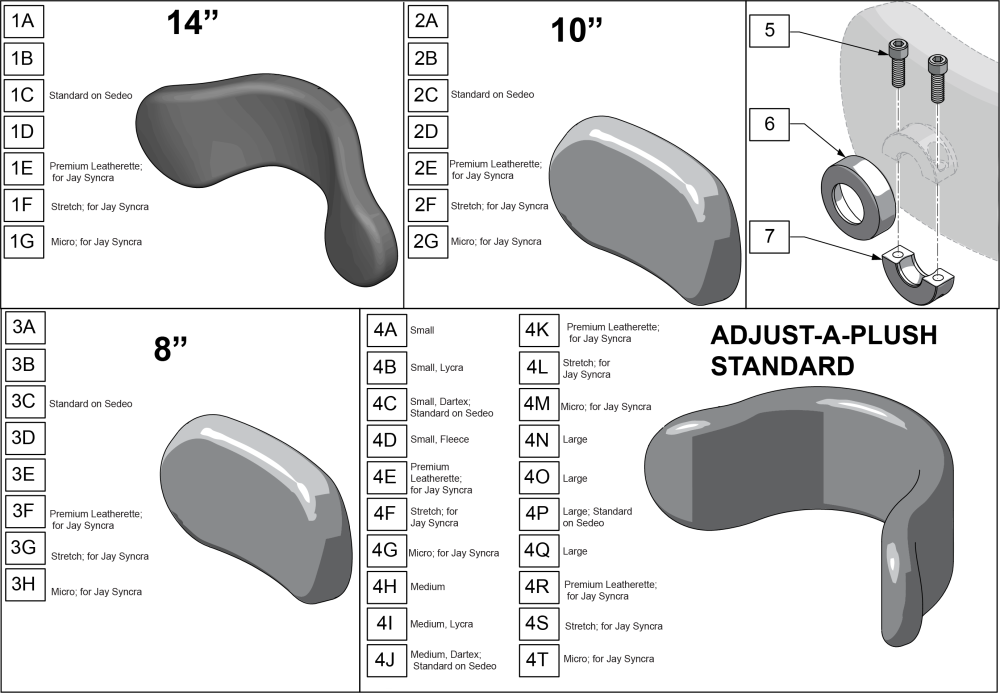 Plush Pads Replacement Foam And Covers For Pro parts diagram