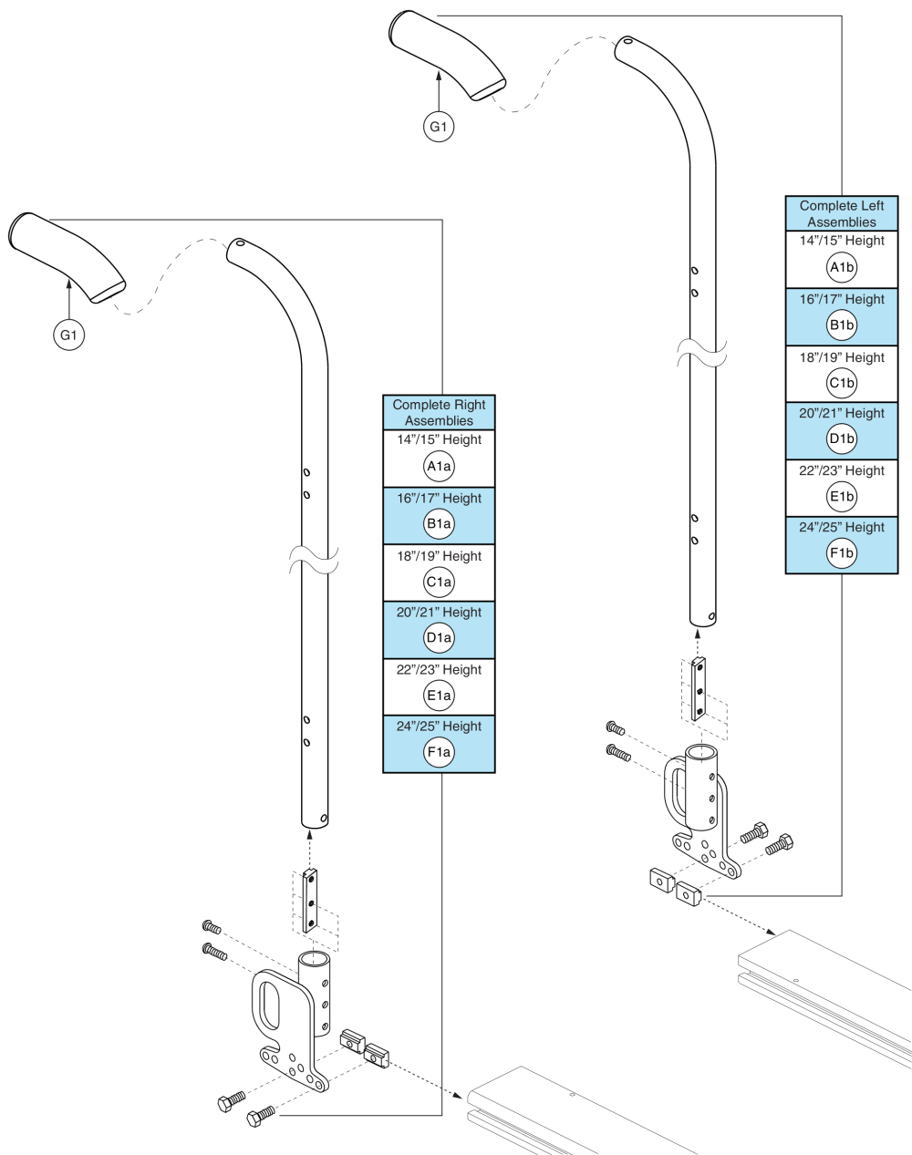 Back Cane Assembly - Short Push Handle, 14