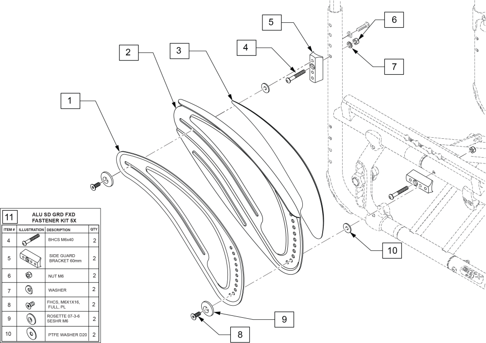 Carbon Fiber Side Guards Slim & Large parts diagram