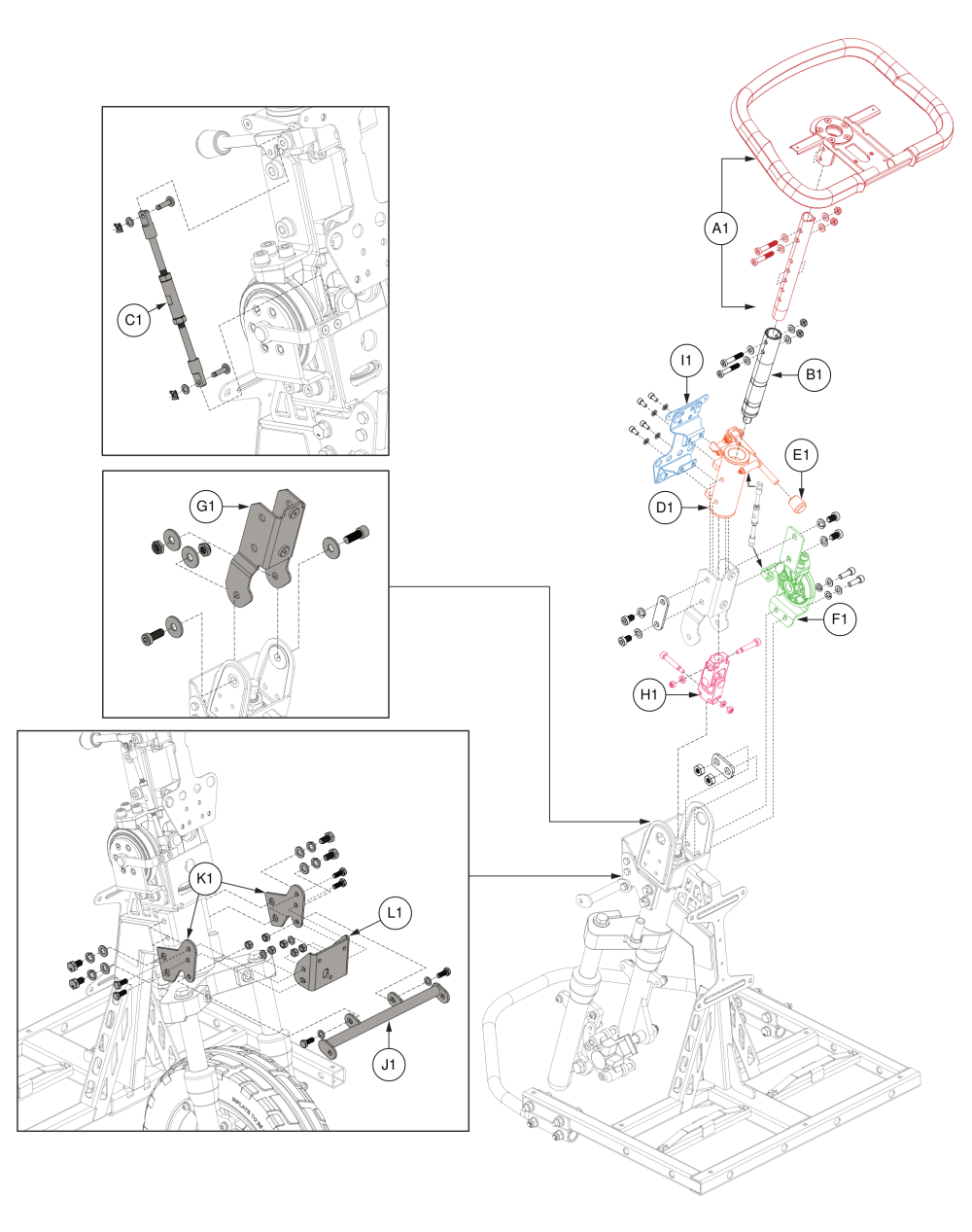 Tiller Assy, Px4 parts diagram