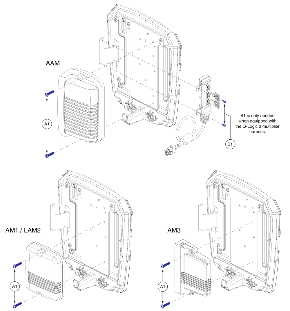 Tru-comfort 2 Back Electronics Mounting Hardware, Aam/am1/lam2/am3 parts diagram