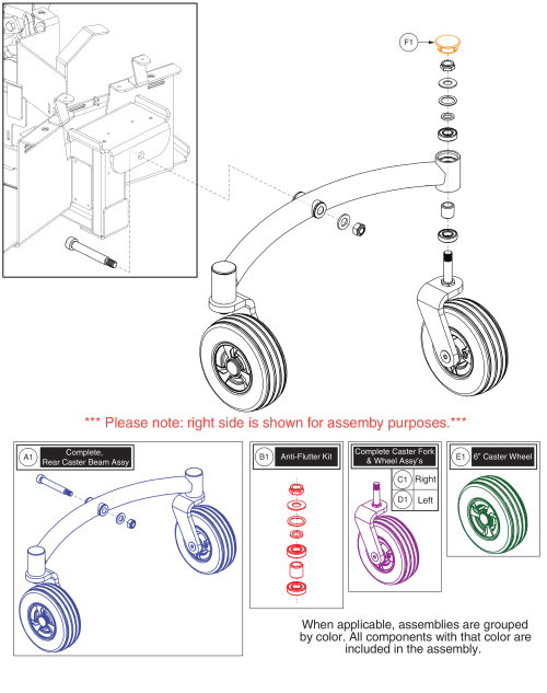 Rear Articulating Beam, Jazzy Air 2 parts diagram