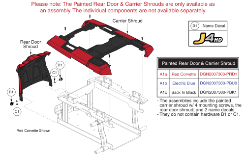 Main Carrier And Rear Shrouds, J4hd parts diagram