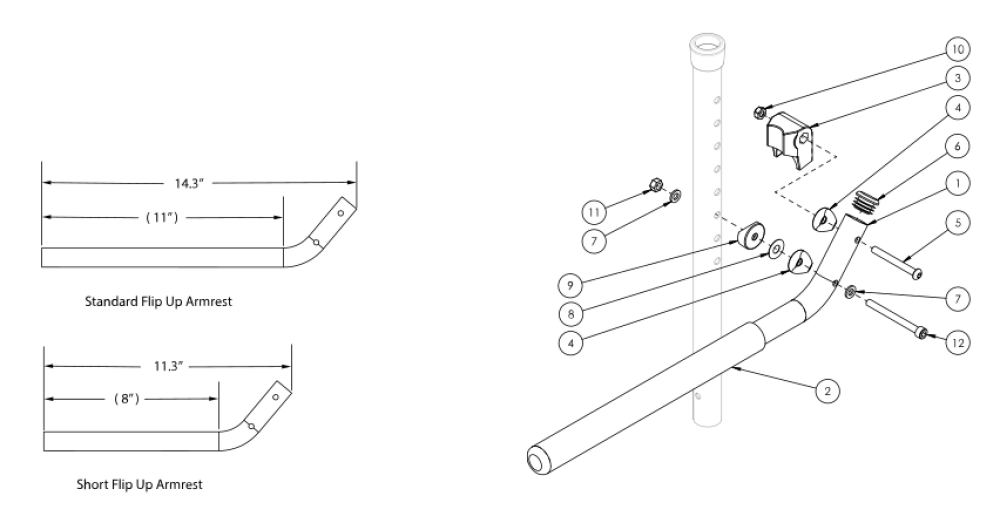 (discontinued) Liberty Tubular Flip Up Armrest parts diagram