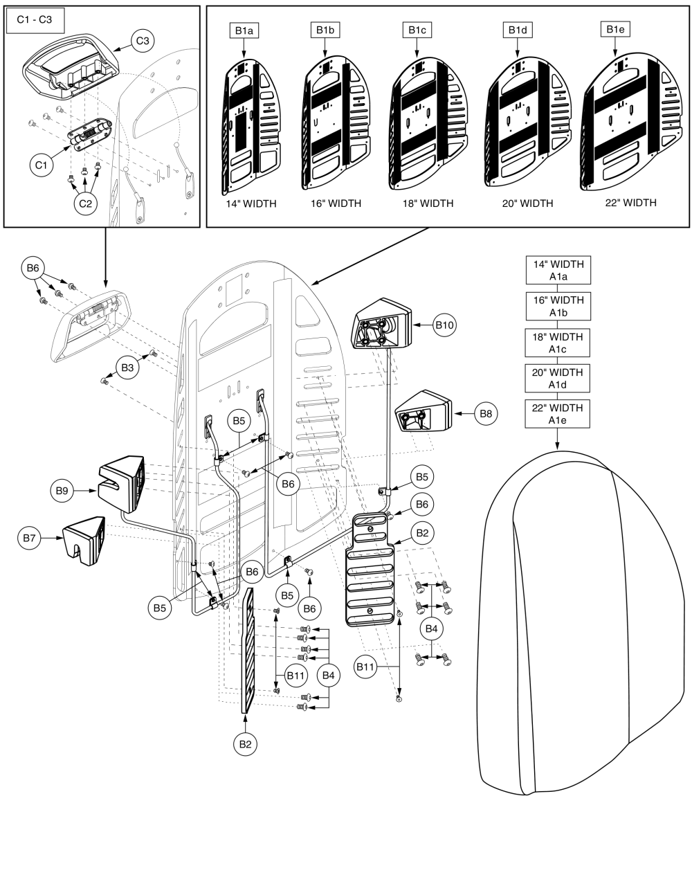 Synergy Shape Back, Medium Back Assembly, 14