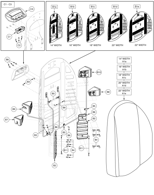 Synergy Shape Back, Medium Back Assembly, 14