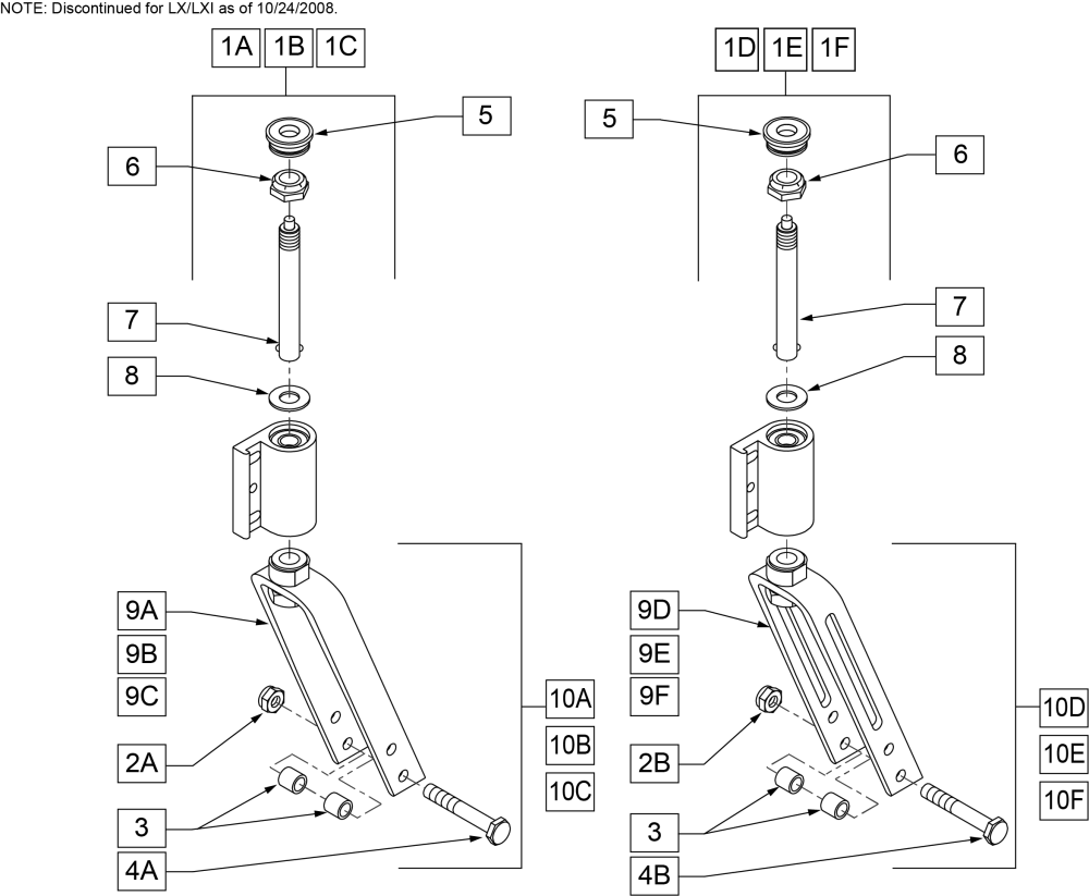 Quick-release Caster Stem & Fork Assm parts diagram
