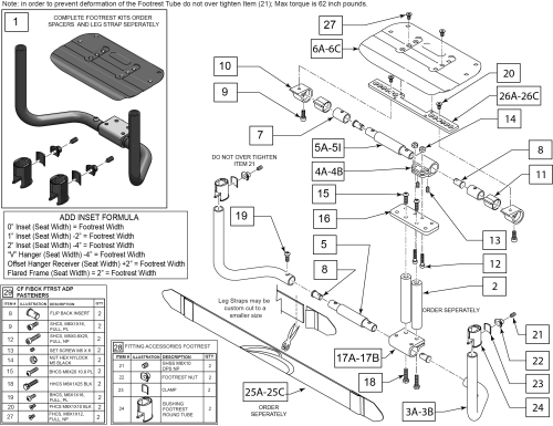 Carbon Angle Adj Adaptive Flip-back Footrest parts diagram