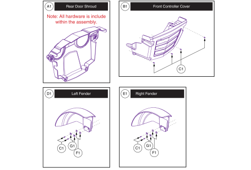 Front & Rear Door And Fender Shrouds, Rival (r44) parts diagram