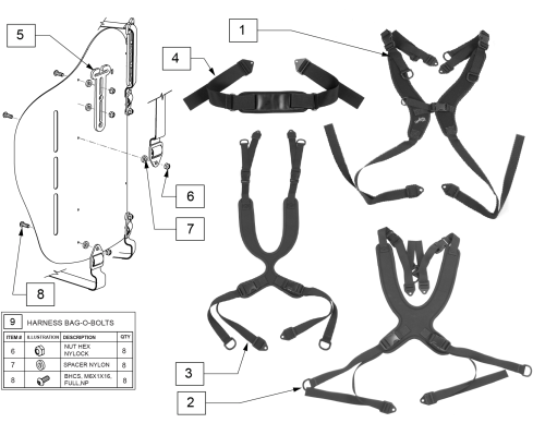Jay Zip Back Harness Assemblies parts diagram