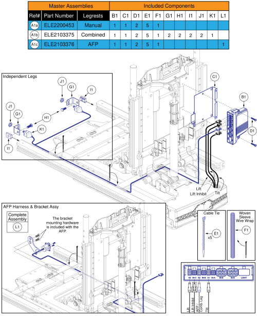 Ql3 Am3, Tb3 Lift & Tilt (4front Series) parts diagram