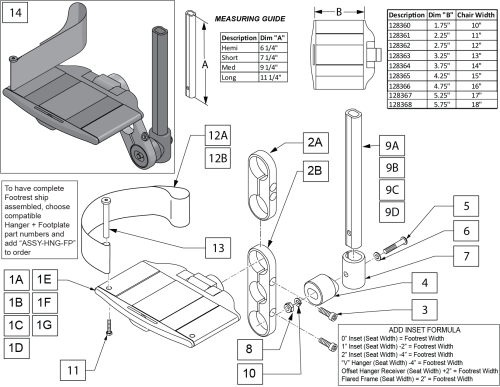 Divided Footrest Extension Mount parts diagram