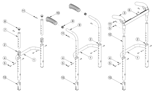 Rigid Height Adjustable Back Post With Non-adjustable Height Rigidizer Bar parts diagram