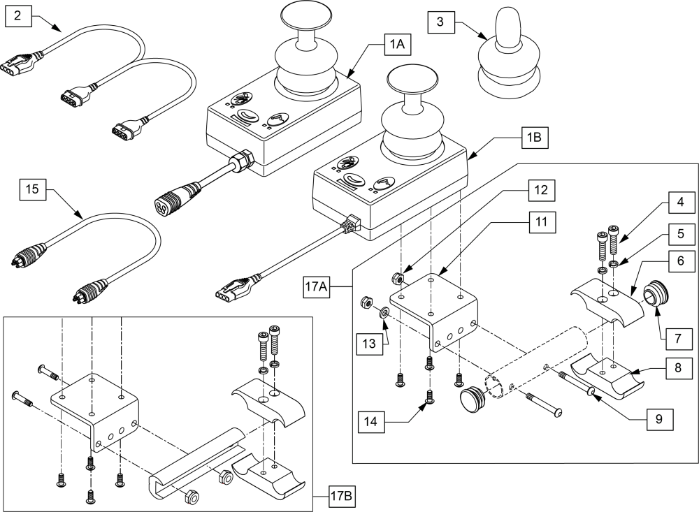 Zippie Q300m Attendant Control Assembly parts diagram