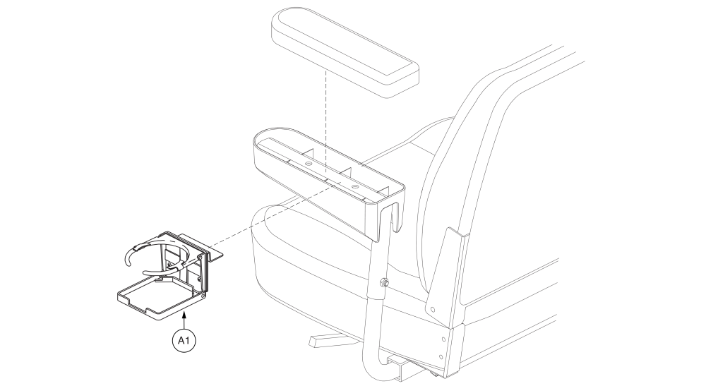 Style B Cup Holder - Captain's Seat W/ Trough Style Armpads parts diagram