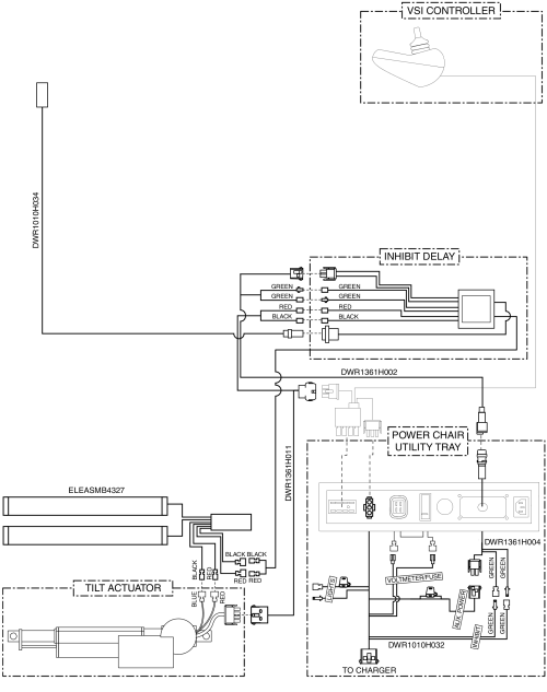 Electrical Diagram - Tilt Thru Joystick W/ Manual Recline, Vsi, Gen 1 parts diagram