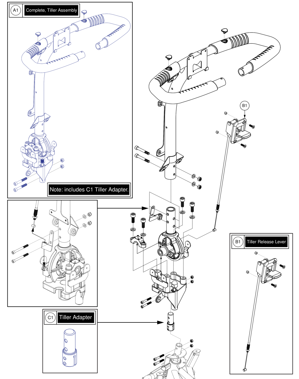 Tiller Assy, Pursuit2 parts diagram