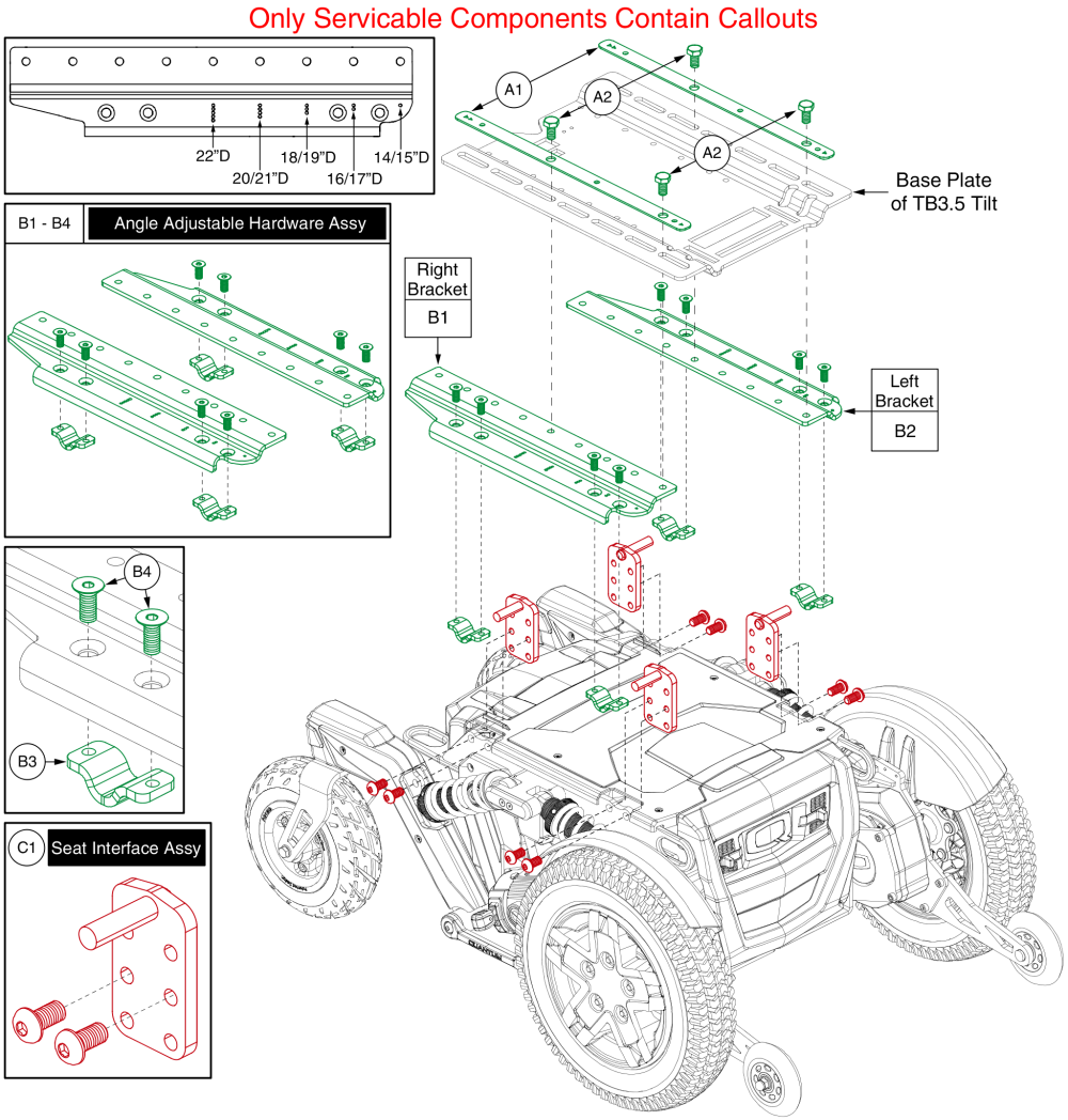 4front Tilt (tb3.5) Interface, Tb3 parts diagram