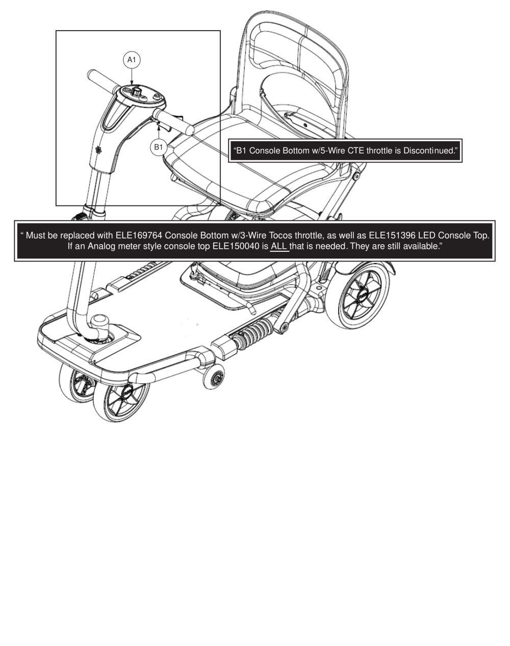 Folding Scooter  W/ Analog Console Assy, Go Go S19 parts diagram