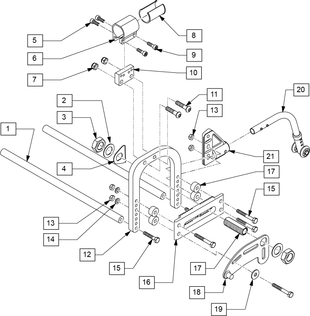 Jwx-2 Xtender Axle Plate Assm 5r/gt parts diagram