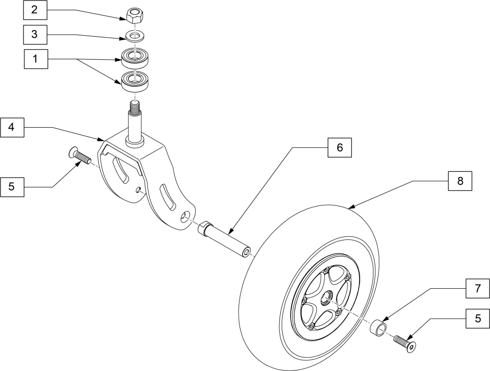 9 Inch Caster And Fork parts diagram