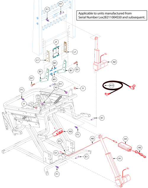Dual Motor Lift Assembly parts diagram
