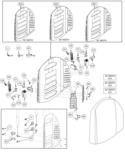 Synegy Shape 2 Back, Medium, Traverse, 2-point Back Assembly parts diagram