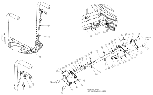 (discontinued 3) Focus Cr Hand Tilt Mechanism Stroller Handle Back parts diagram