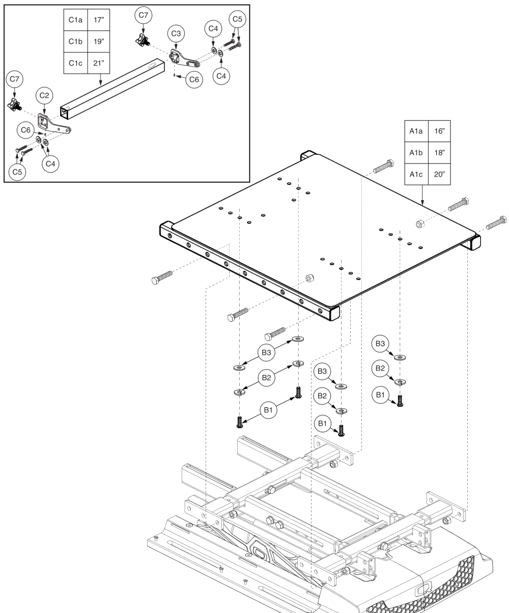 Tb3 Lift Only Seat Pans - Hi-back 115° Ltd Recline parts diagram