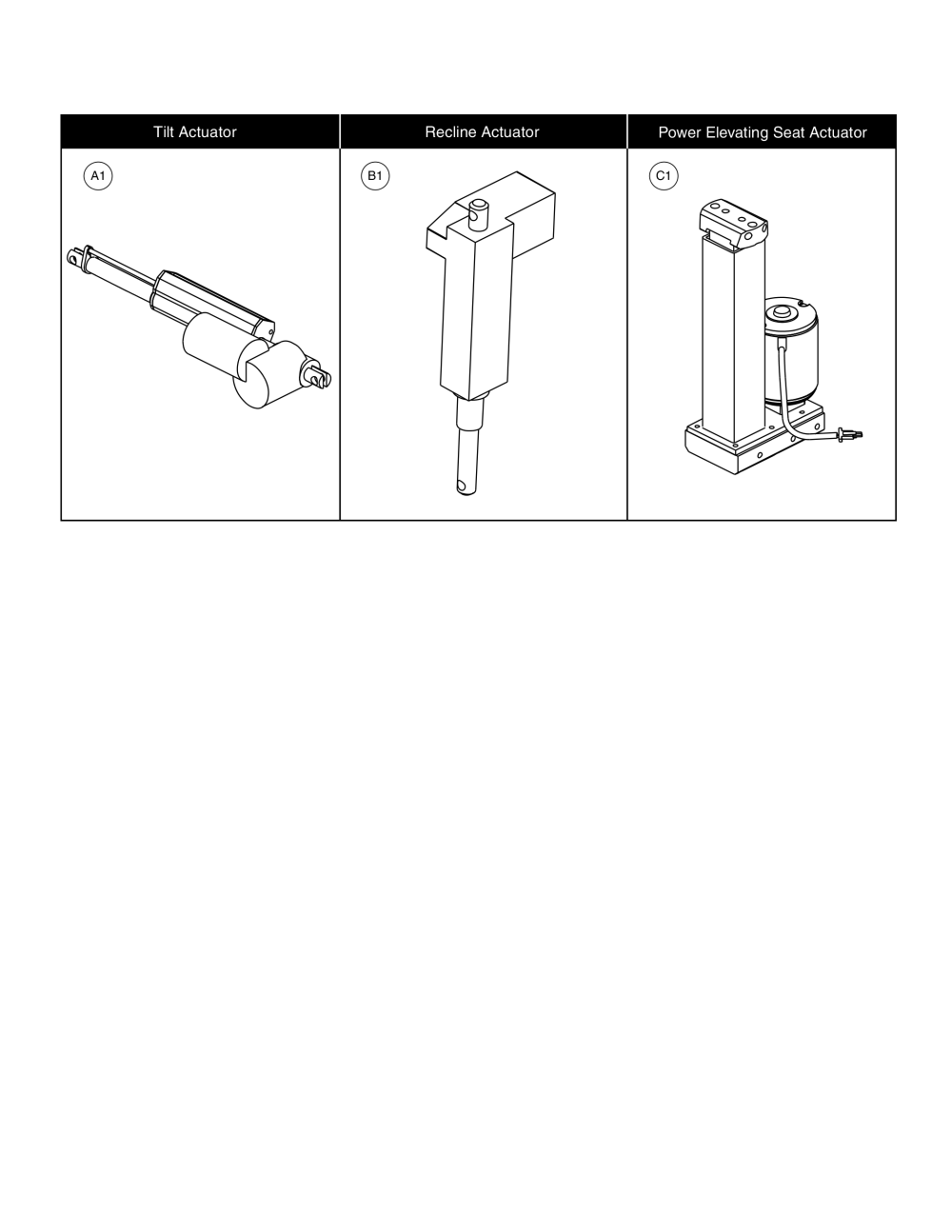 Tb1 Tilt, Recline, And Power Elevating Seat Actuators parts diagram