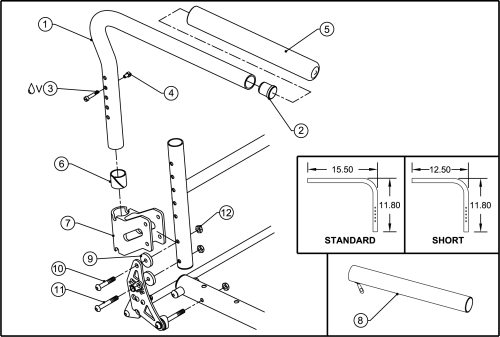 3) Swing Away Armrest Assembly parts diagram
