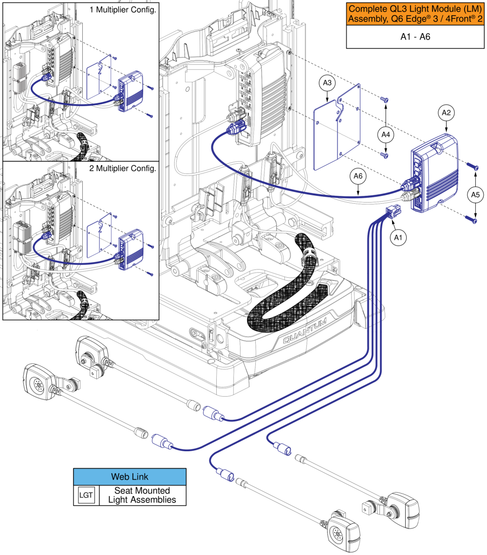 Lighting Module & Harnesses, Q6 Edge® 3 / 4front® 2, Tru Balance® 4 parts diagram