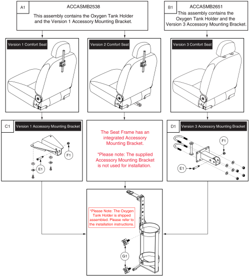 Oxygen Tank (o2) Holder - Comfort Seat parts diagram