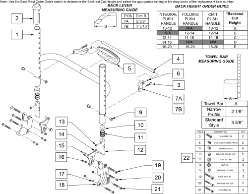 Height Adjustable Folding Aluminum Backrest parts diagram