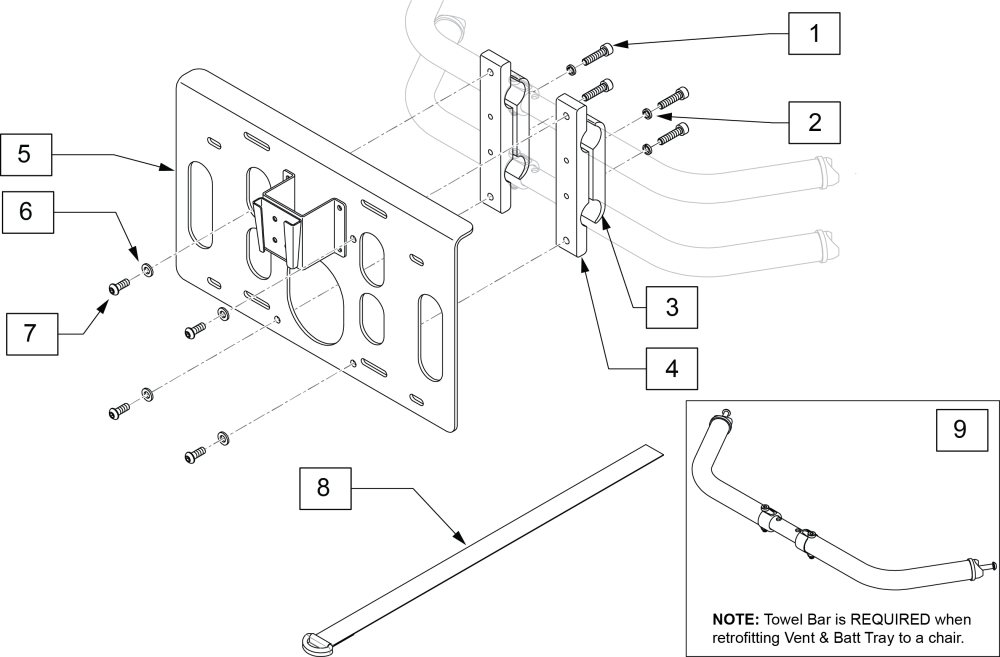Qm710 Vent & Batt Tray Fixed parts diagram