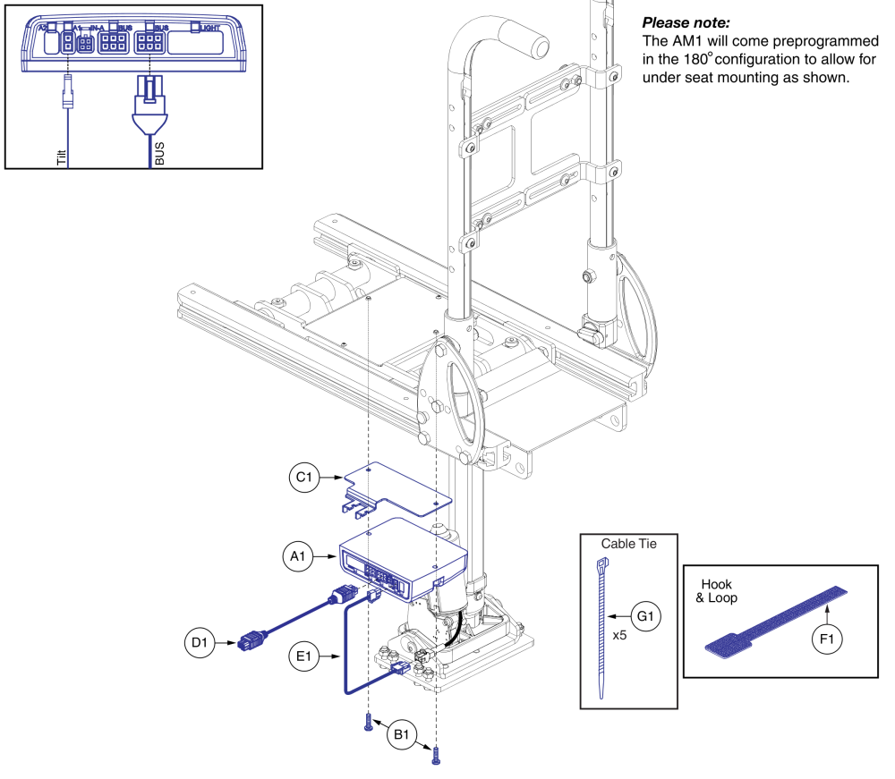 Ne+ Am1 W/ Pediatric Tilt - Stretto W/ Tb Flex Seating parts diagram