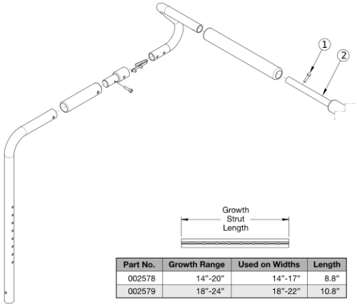 Focus Cr Removable Stroller Handle - Growth parts diagram