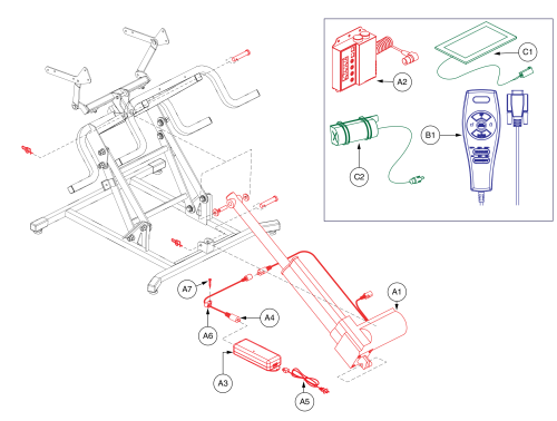 Lift Motor Assembly, Heat And Massage parts diagram