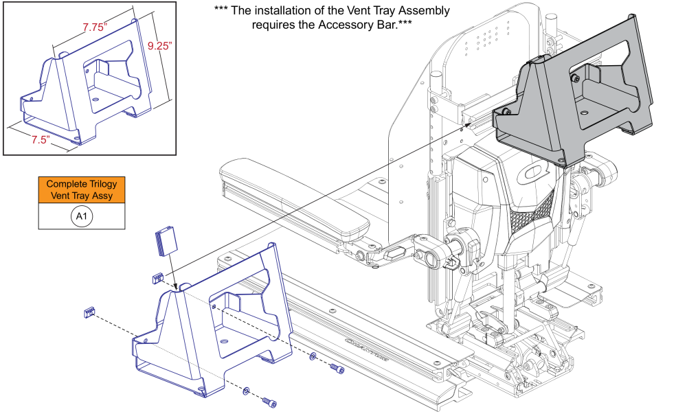 Vent Tray - Trilogy, Accessory Bar Mount parts diagram