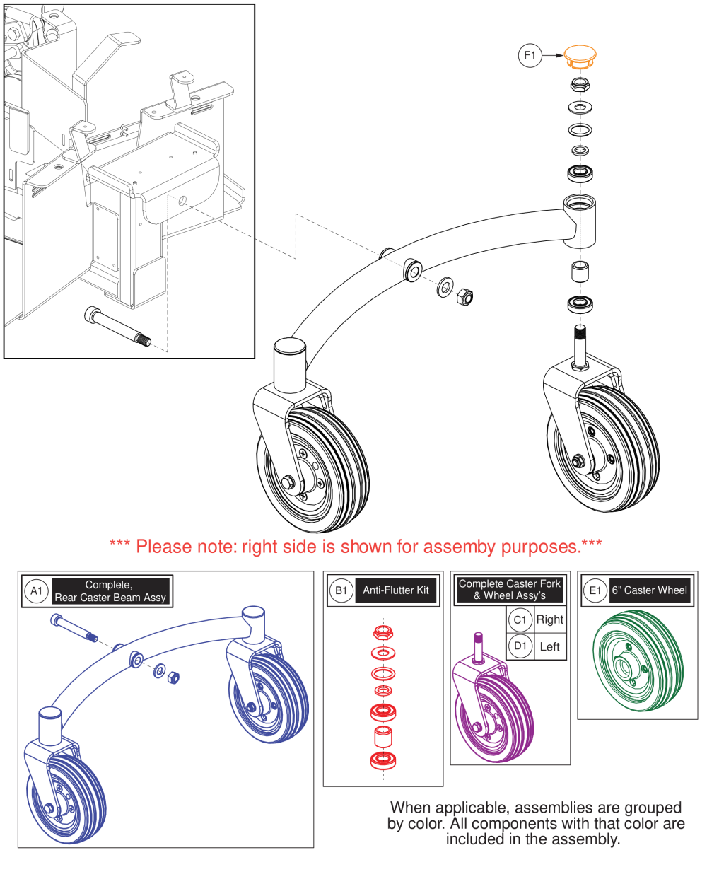 Rear Articulating Beam, Jazzy Air Med parts diagram