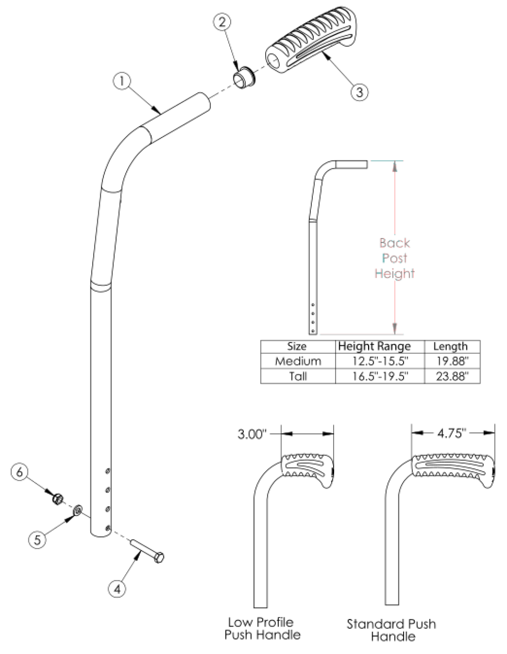 Catalyst 8 Degree Bend Backrest parts diagram