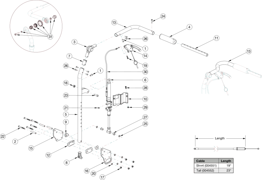 Flip Reclining Backrest parts diagram